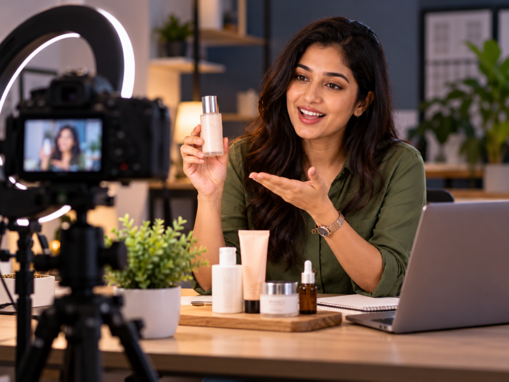 If it’s someone filming/recording a product demo (stock or real): Filming a product demo video for business marketing